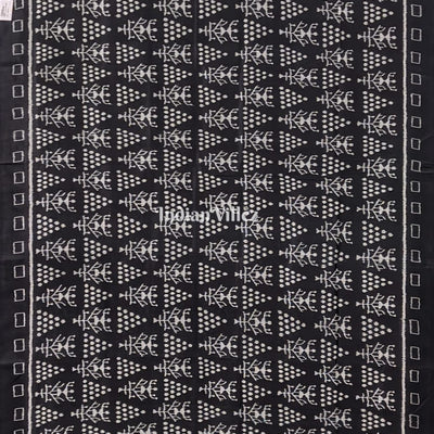Black White Tribal Jhoti Contemporary Silk Saree with Nabakothi Anchal