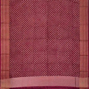 Maroon Woven Chanderi Cotton Saree With Printed Motifs