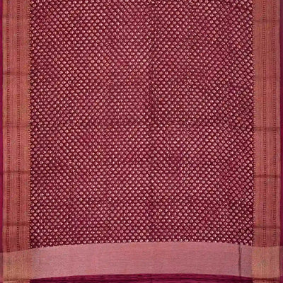 Maroon Woven Chanderi Cotton Saree With Printed Motifs