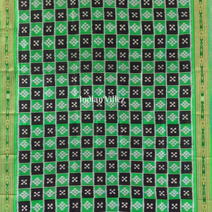 Black Green Odisha Ikat Pasapali Khandua Silk Saree