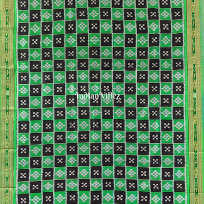 Black Green Odisha Ikat Pasapali Khandua Silk Saree