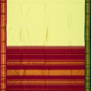 Mint Green Handloom Kanchipuram Korvai Silk Saree With Broken Checks