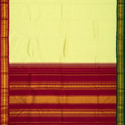 Mint Green Handloom Kanchipuram Korvai Silk Saree With Broken Checks