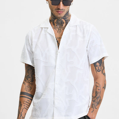 White Abstract Box Fit Shirt
