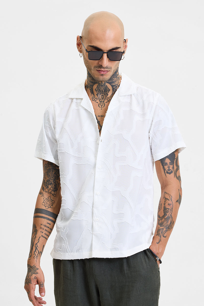 White Abstract Box Fit Shirt