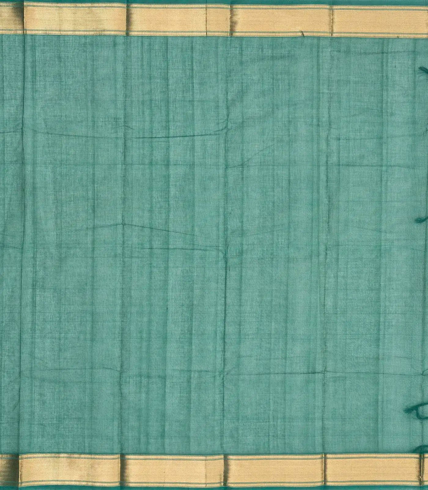 Sea Green Handloom Kanchi Cotton Saree With Annam Buttas