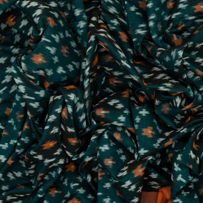 Sea Green Handwoven Orissa Cotton Saree With Tie & Dye Floral Motifs