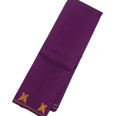 Purple Handloom Kanchipuram Silk Saree With Bird Motifs