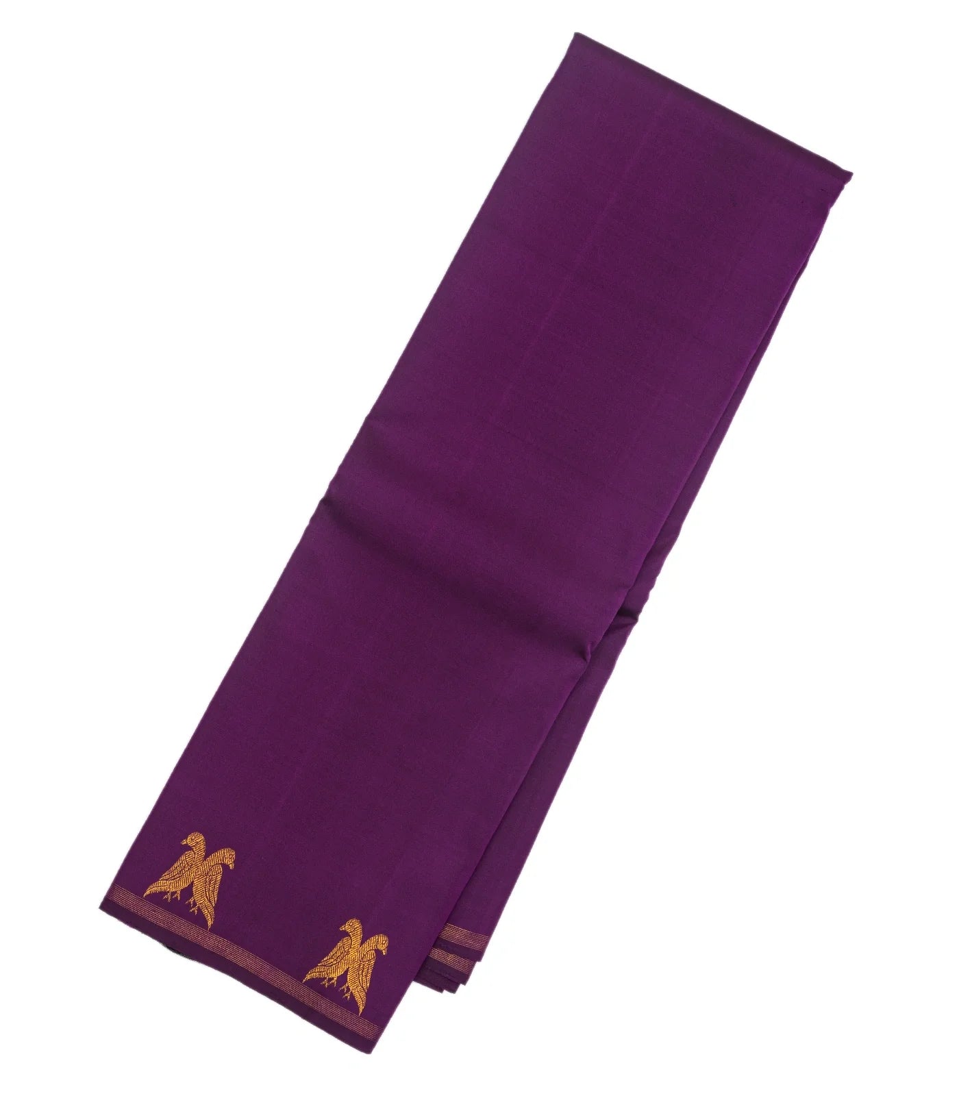 Purple Handloom Kanchipuram Silk Saree With Bird Motifs