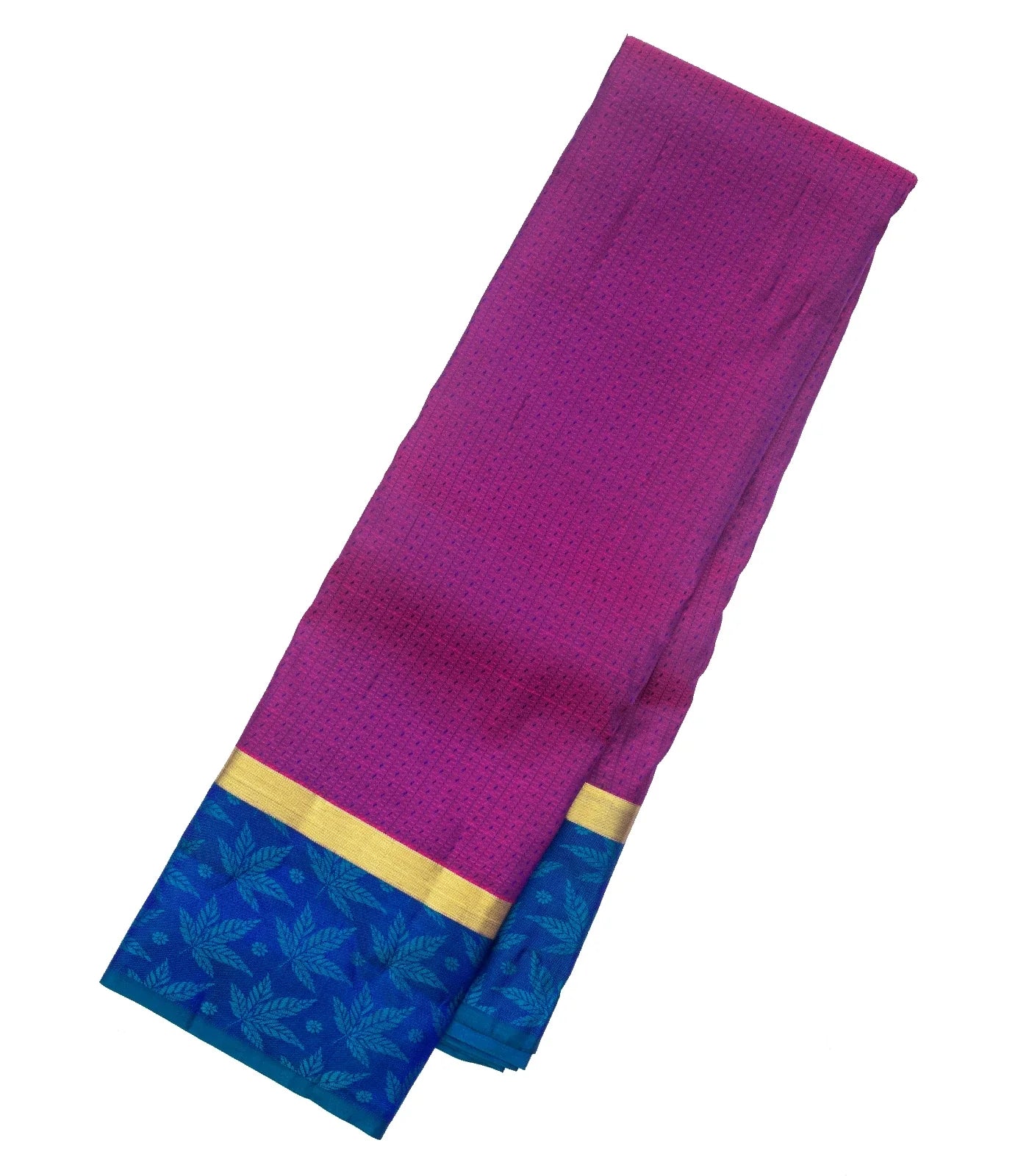 Purple Silk Saree With Checks & Buttas