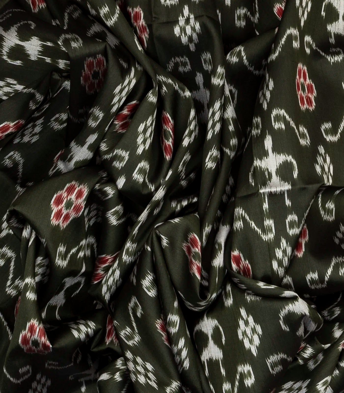 Black Handloom Orissa Silk Saree With Tie & Dye Bird Motifs