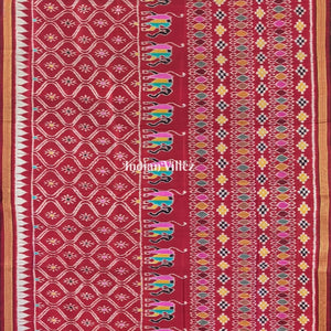 Maroon Odisha Handloom Khandua Silk Saree
