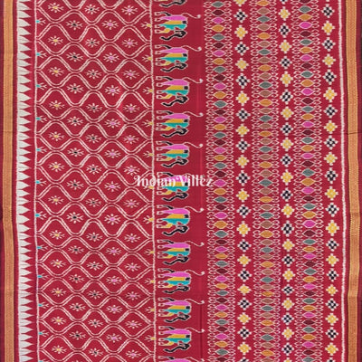 Maroon Odisha Handloom Khandua Silk Saree