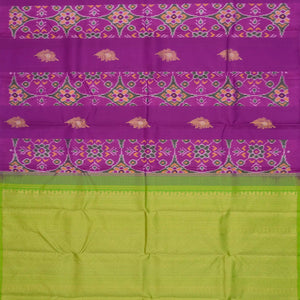 Purple Handloom Kanchipuram Silk Saree With Ikat Floral Buttas