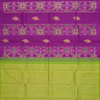 Purple Handloom Kanchipuram Silk Saree With Ikat Floral Buttas