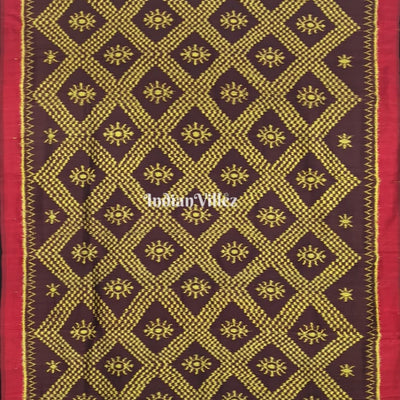 Brown Tarabali Odisha Ikat Contemporary Silk Saree