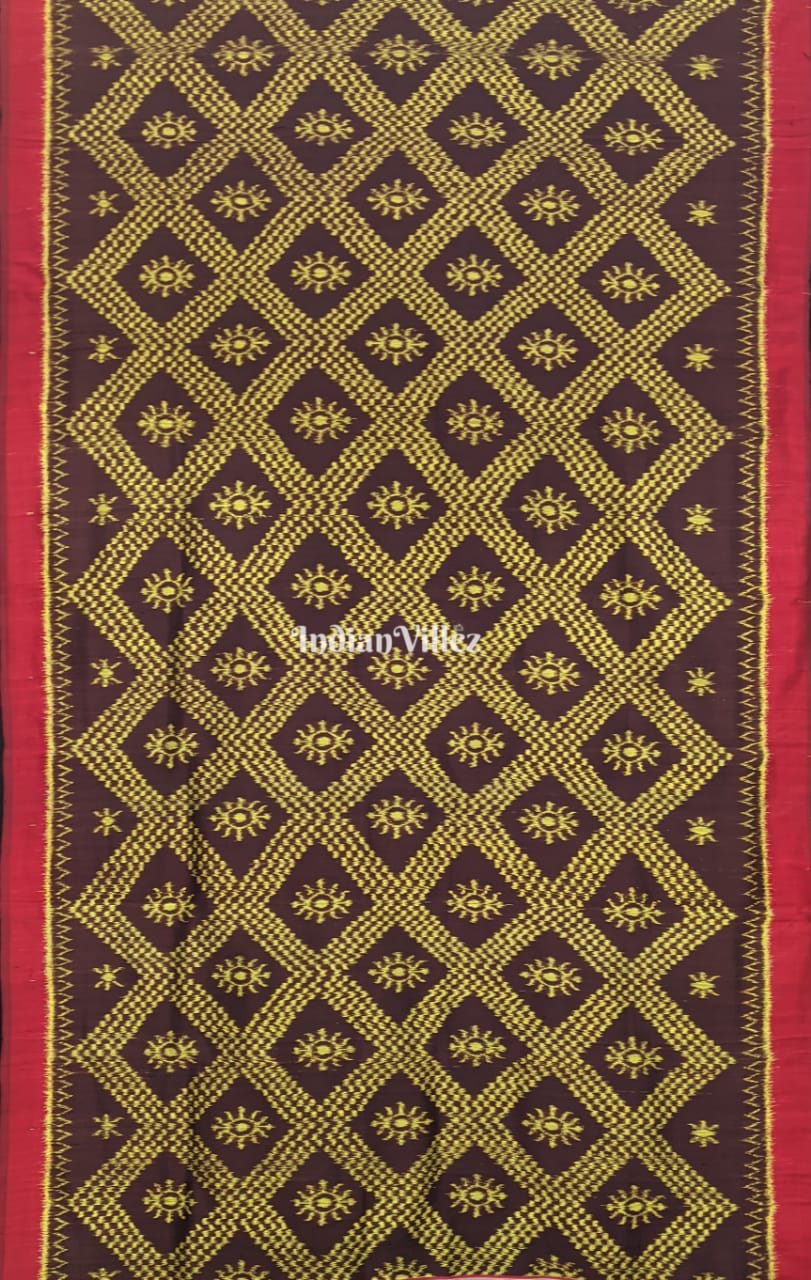 Brown Tarabali Odisha Ikat Contemporary Silk Saree