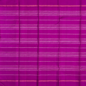 Grey Handloom Kanchipuram Korvai Silk Saree With Stripes