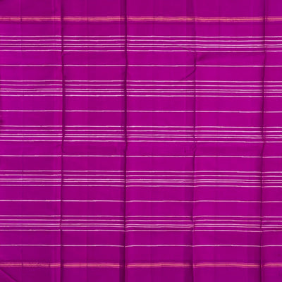 Grey Handloom Kanchipuram Korvai Silk Saree With Stripes