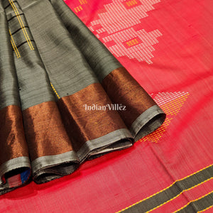 Gray Handloom Soft Silk Saree