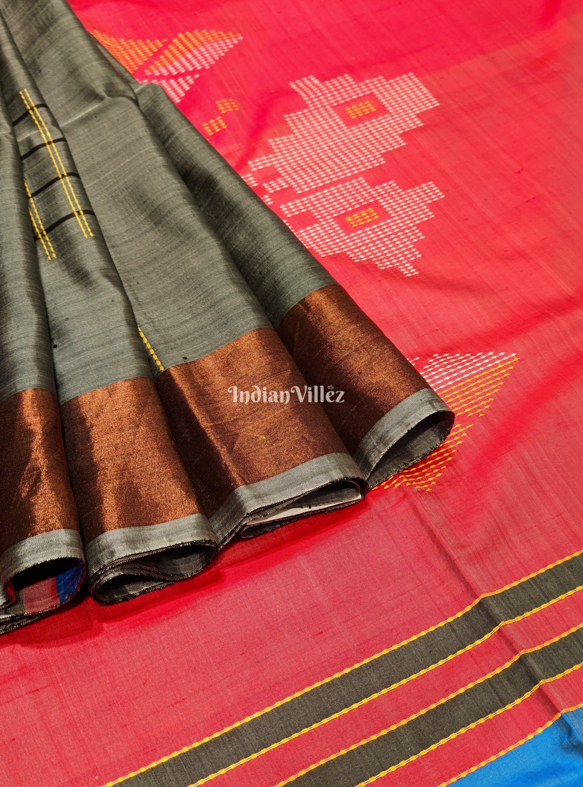 Gray Handloom Soft Silk Saree