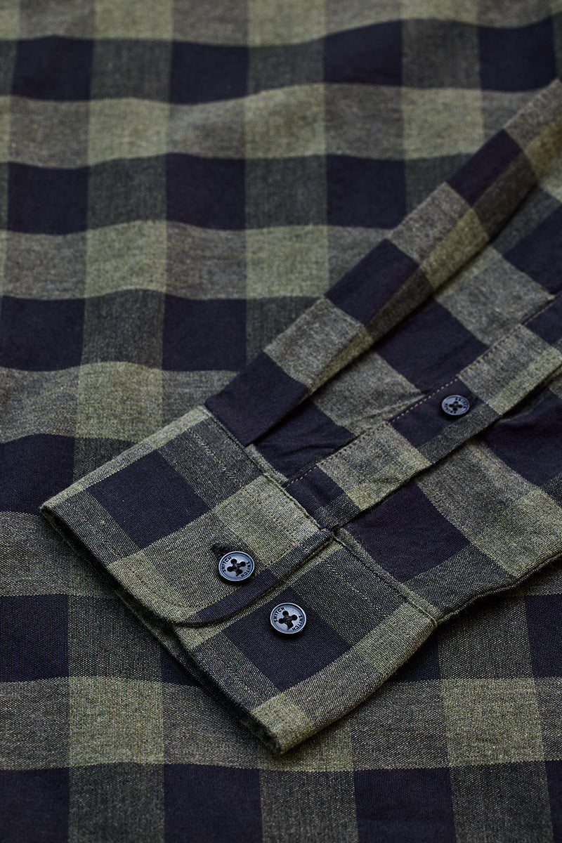 Olive Checks Slim Fit Shirt
