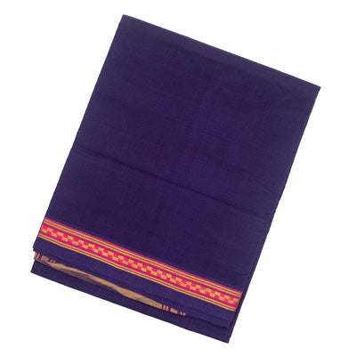 Violet Handloom Venkatagiri Cotton Saree With Border in a checkered pattern