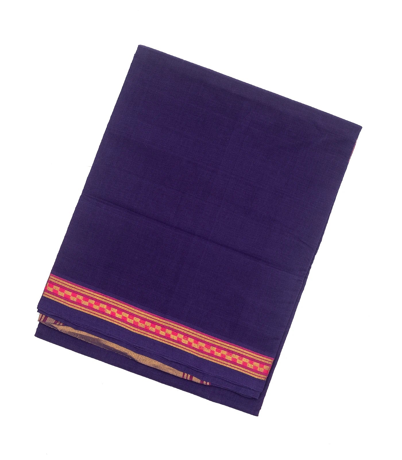 Violet Handloom Venkatagiri Cotton Saree With Border in a checkered pattern