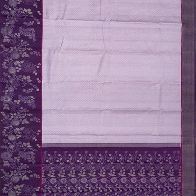 Lavender Handloom Kanchipuram Korvai Silk Saree With Geometric Motifs