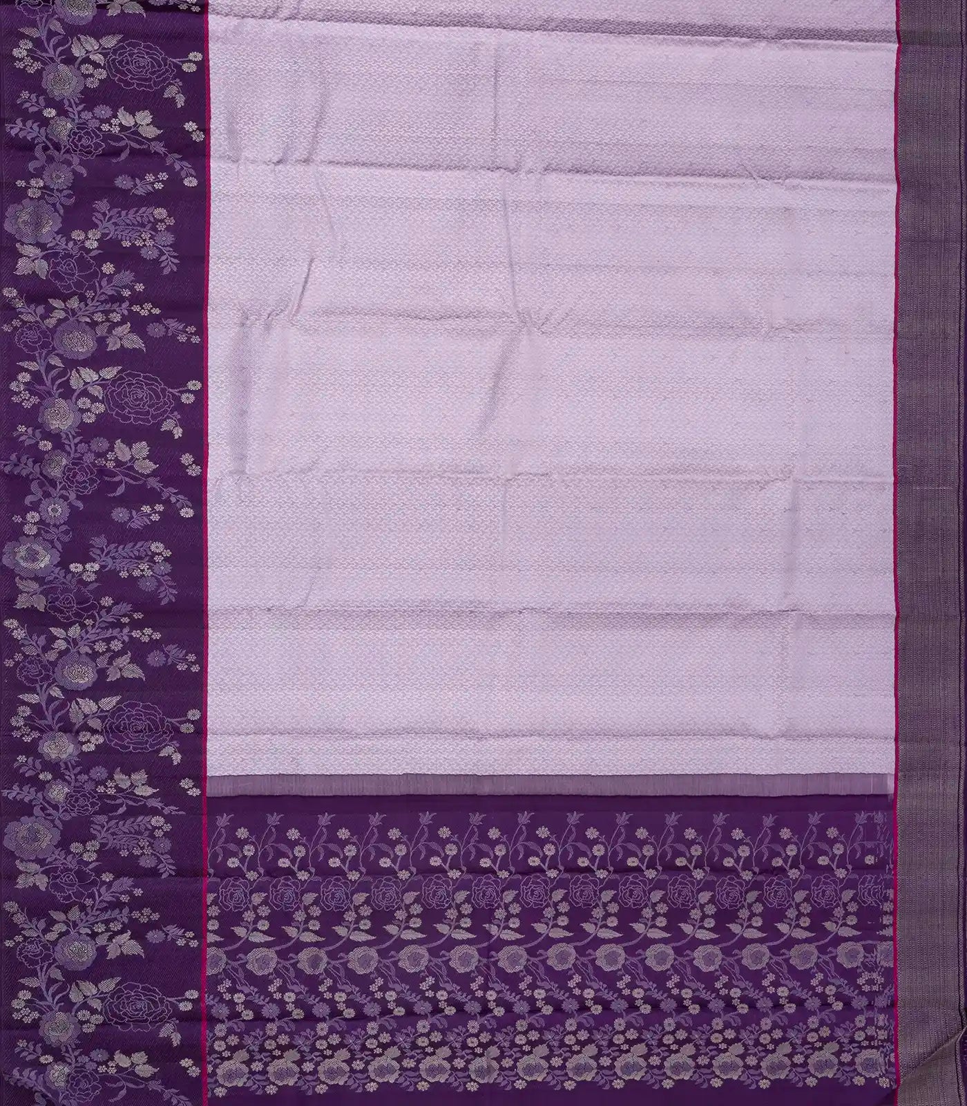Lavender Handloom Kanchipuram Korvai Silk Saree With Geometric Motifs