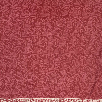 Brown Woven Jaipur Cotton Saree Printed With Flower  Motifs