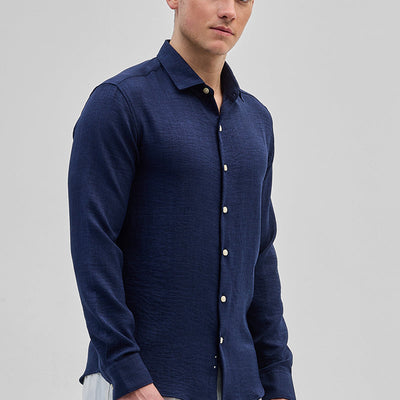Navy Textured Shirt