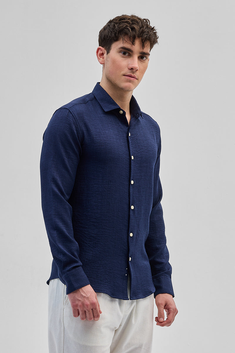 Navy Textured Shirt