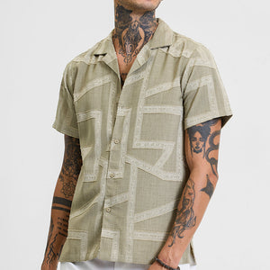 Sage Geometric Box Fit Shirt