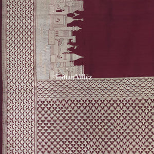 Maroon Kashi Banarasi Katan Silk Saree