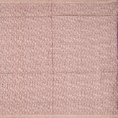 Lavender Handloom Banarasi Silk Saree With Gold & Silver Zari Floral Motifs