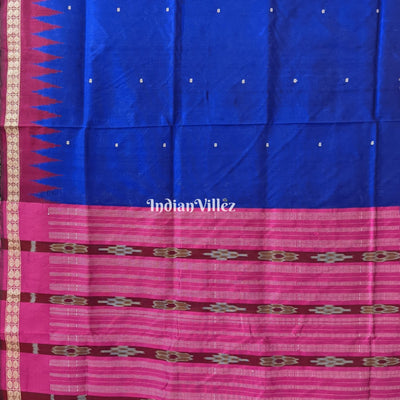Blue Maroon Sambalpuri Bomkai Silk Saree with Pasapali Anchal