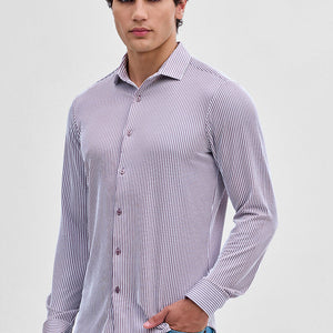 Lavender Stripes Slim Fit Stretch Shirt