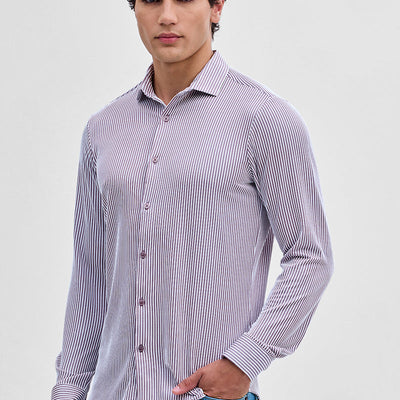 Lavender Stripes Slim Fit Stretch Shirt