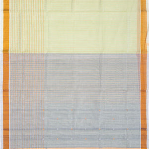 Light Green Handloom Venkatagiri Cotton Saree With Stripes