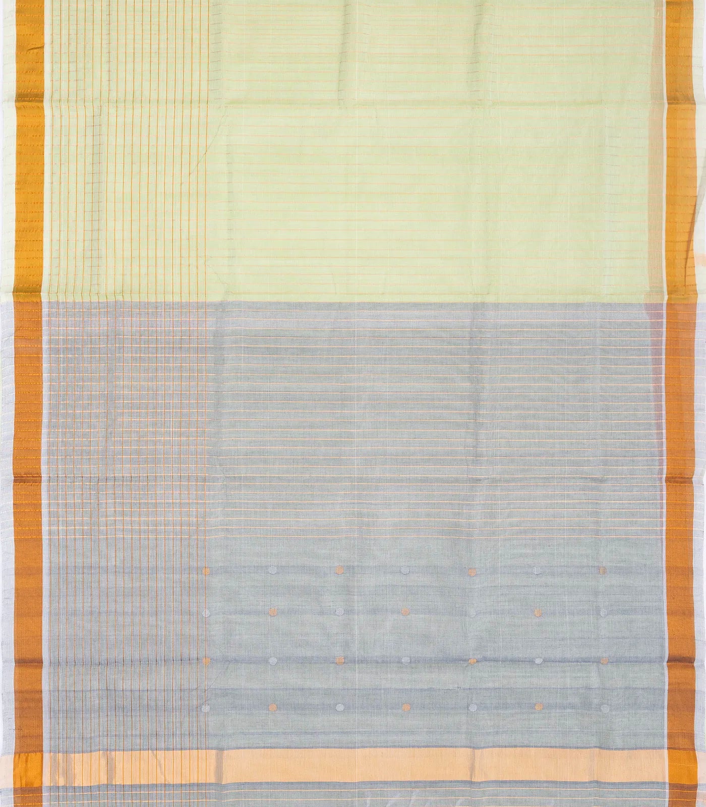 Light Green Handloom Venkatagiri Cotton Saree With Stripes