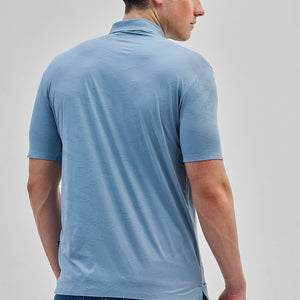 Blue Textured Stitchless Polo T-Shirt