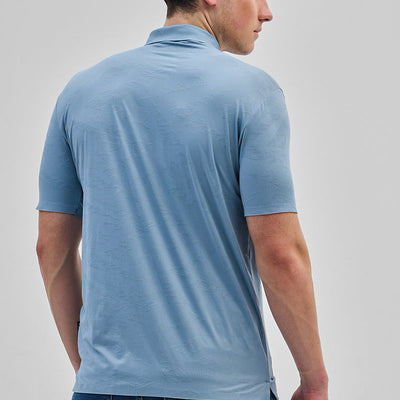 Blue Textured Stitchless Polo T-Shirt