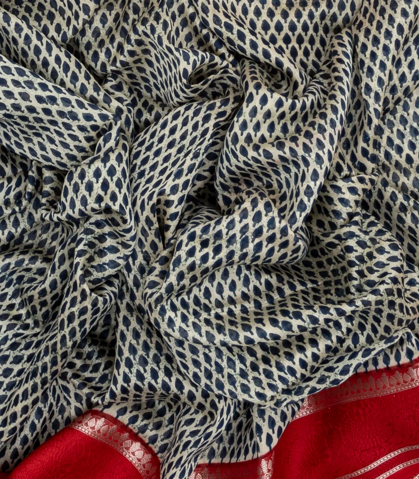 Cream Chanderi Cotton Saree With Printed Floral Buds