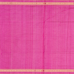Hot Pink Handloom Silk Cotton Saree With Zari Checks