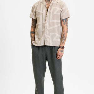 Beige Geometric Box Fit Shirt