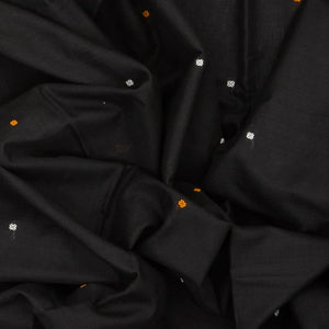 Black Orissa Cotton Saree With Tie & Dye And Floral Butta