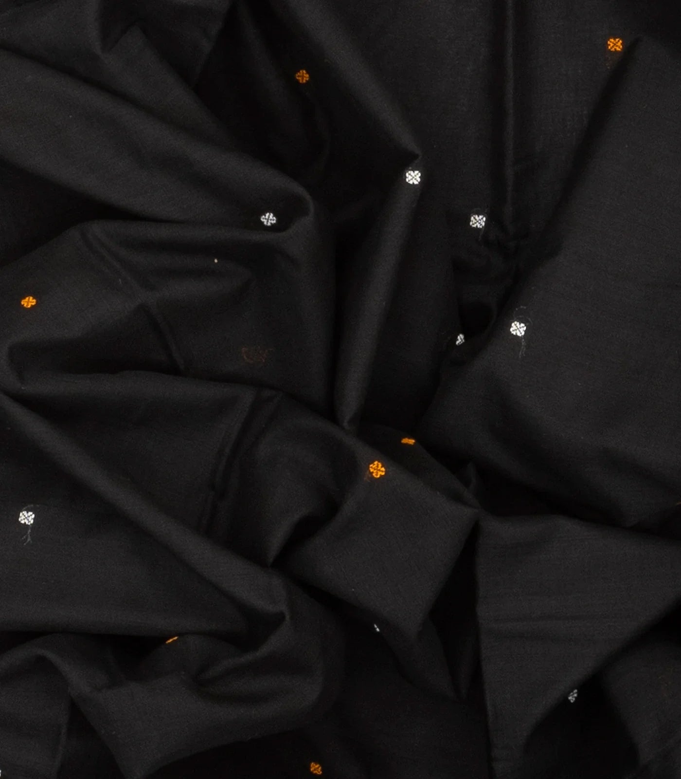 Black Orissa Cotton Saree With Tie & Dye And Floral Butta