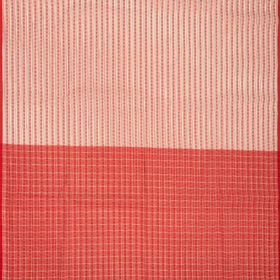 Cream Handloom Bengal Cotton Saree With Rudraksham Stripes