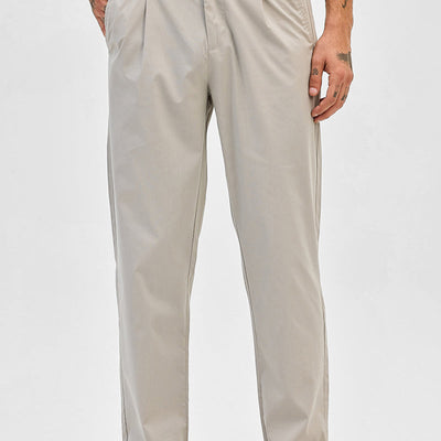Cream Slim Fit Trousers